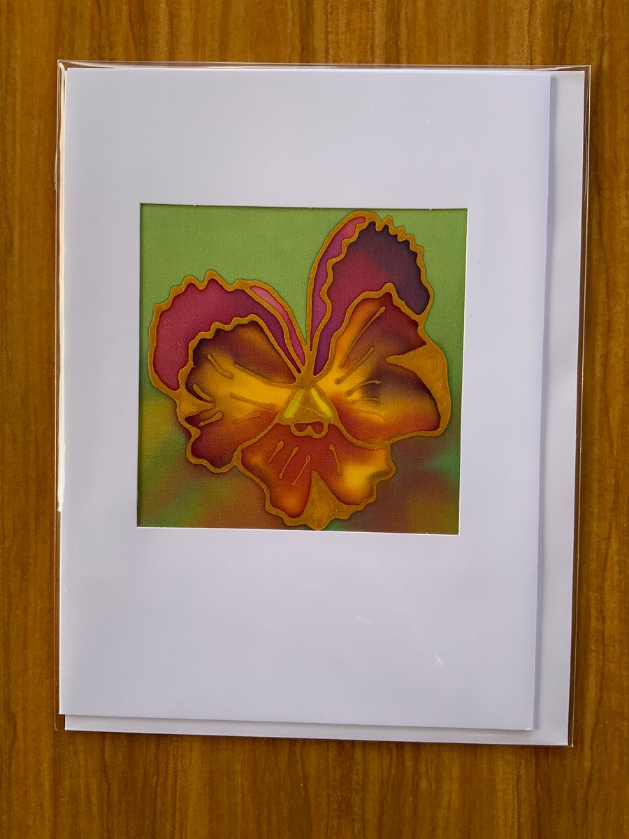 Original Hand Painted Silk Greeting Card