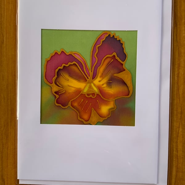 Original Hand Painted Silk Greeting Card