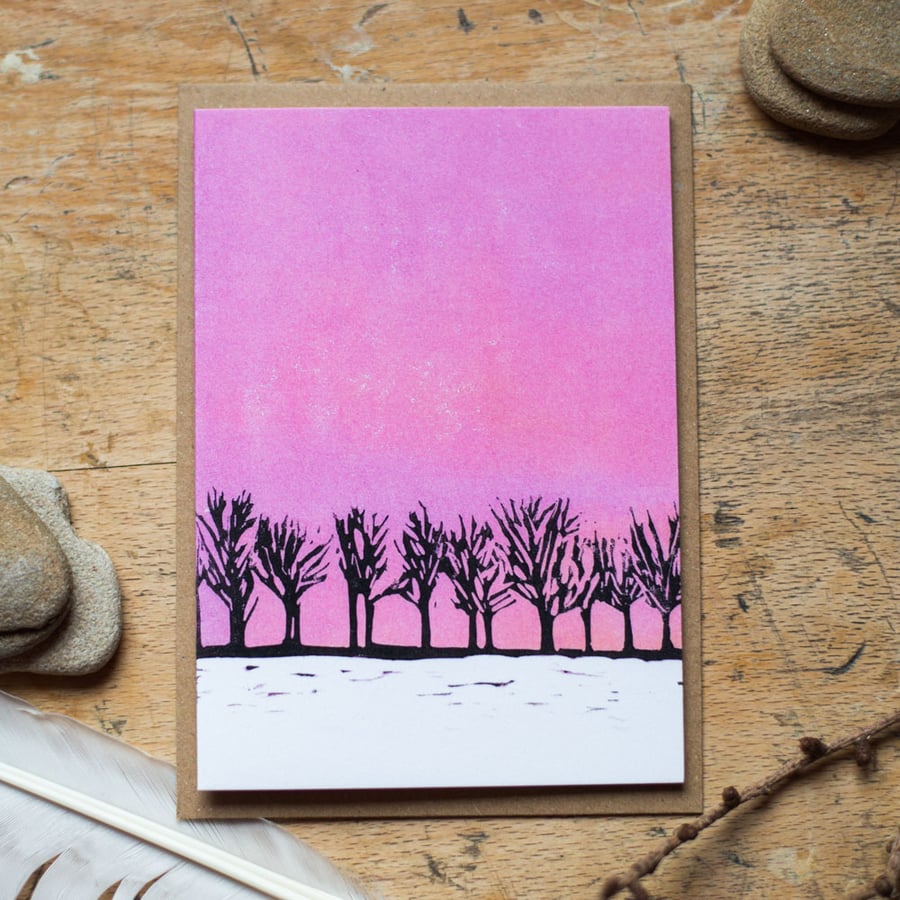 Winter Sunset - Blank Greetings Card