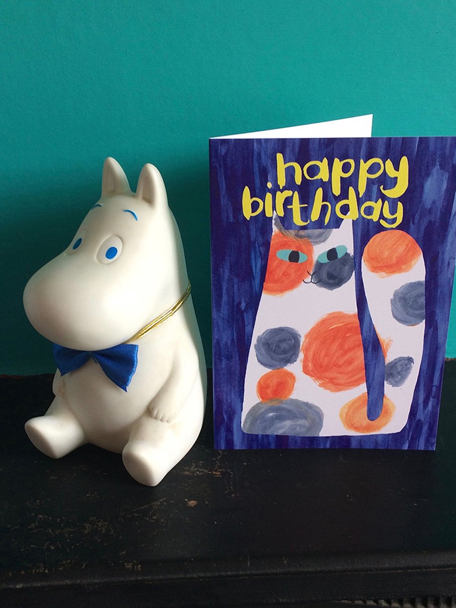 happy birthday calico cat card by Jo Brown happy happy