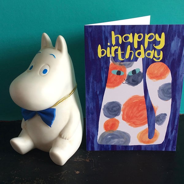 happy birthday calico cat card by Jo Brown happy happy