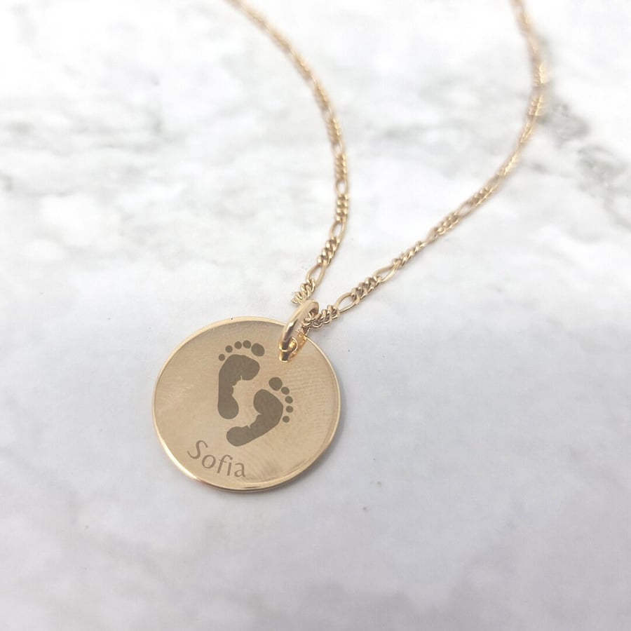 18ct Gold Vermeil Actual Baby Footprint Necklace, Personalised Footprint Necklac