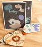 New Baby Gift Set – Handmade Card, Gift Tag & Wooden Keepsake - Image 3