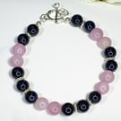 Pink and Navy Beaded Bracelet, Birthday, Stocking filler, Secret Santa