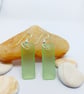 Sea Mist cultered sea glass and sterling silver puffed rectangle drop earrings