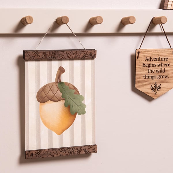 Walnut Picture Poster Hangers for Kids Bedroom and Nursery Wall.