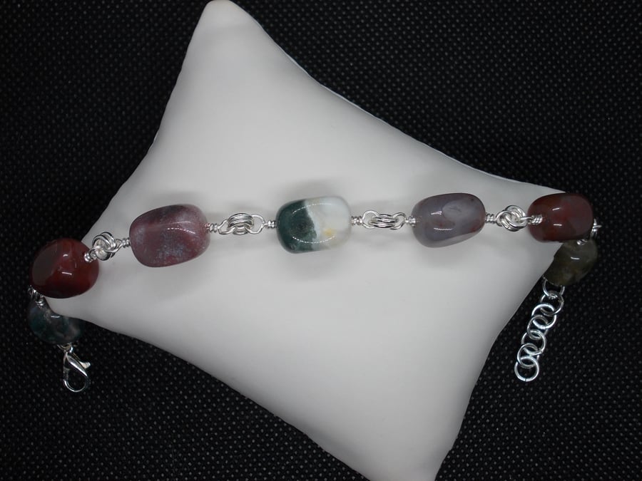 SALE - Fancy Jasper linked nugget bracelet