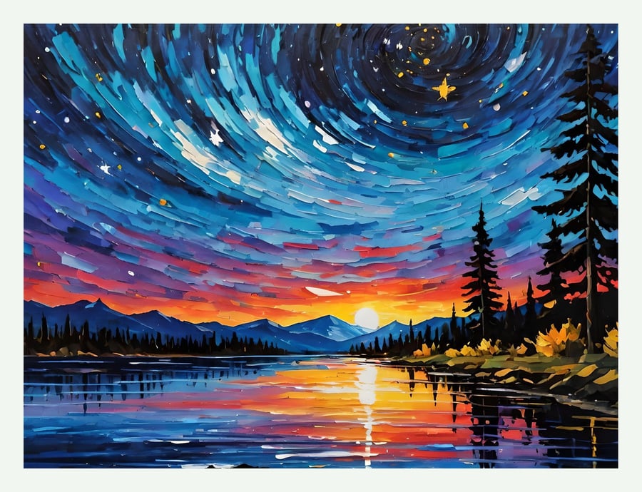 Starry Night Art Greeting Card A5