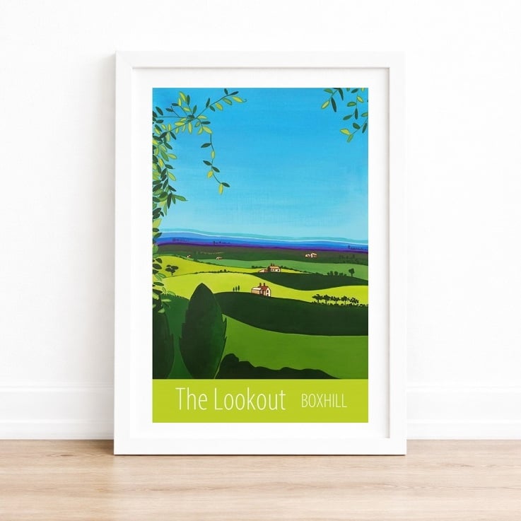Lookout, Boxhill travel poster print by Susie West