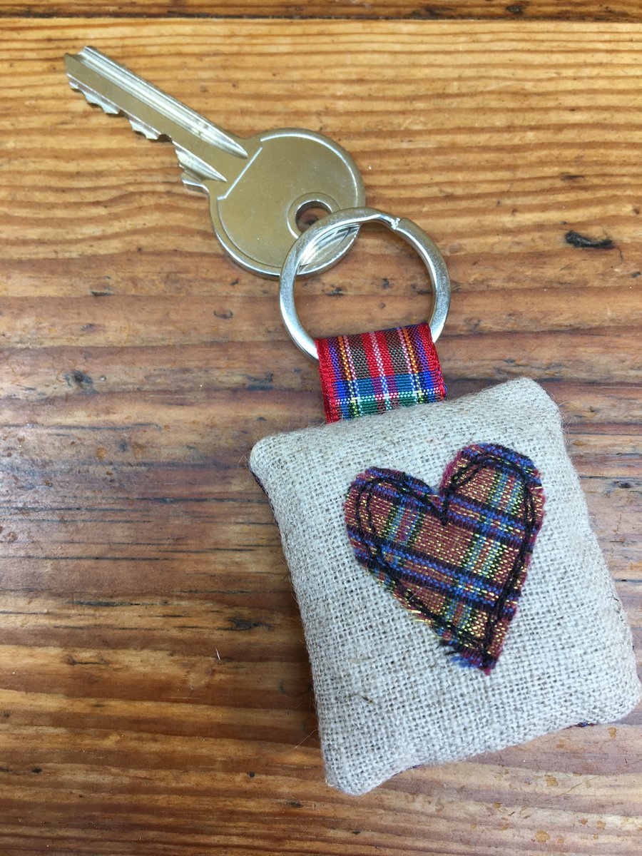 Tartan sparkle linen & lavender keyring