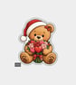 Funny Christmas Sticker Vinyl Xmas Decal For Adults - Teddy Bear & Flowers