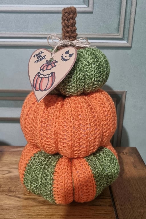 New Large Hand Crafted Corochet Pumpkin Stack 