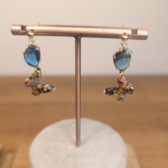 Summer bloom scrap butterfly dangle blue 