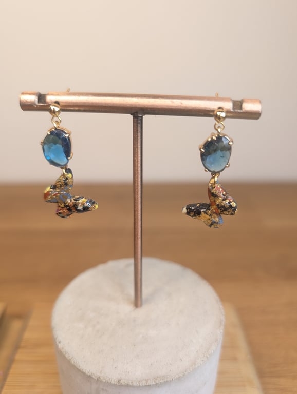 Summer bloom scrap butterfly dangle blue 