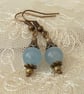 Blue jade bronze earrings, vintage style - Image 5