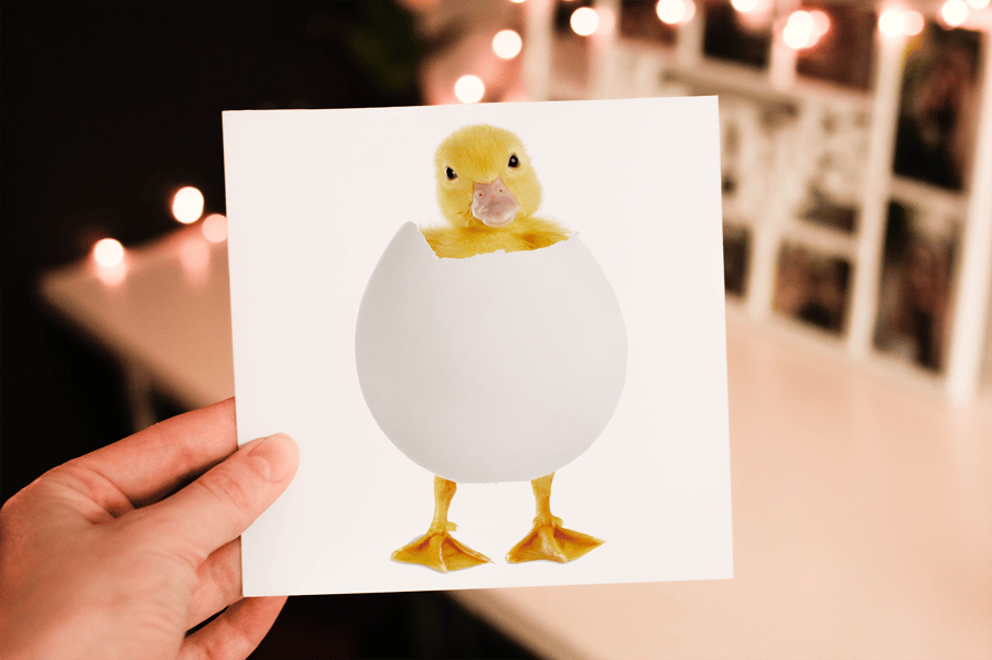 Duck Easter Card, Custom Chick Easter Card, Personalized Card for Easter