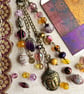 Amethyst bag charm, February birthstone, boho-glam handbag charm, purse charm
