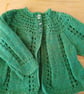 Baby cardigan in a green fleck yarn for age 3-6 months - Image 2