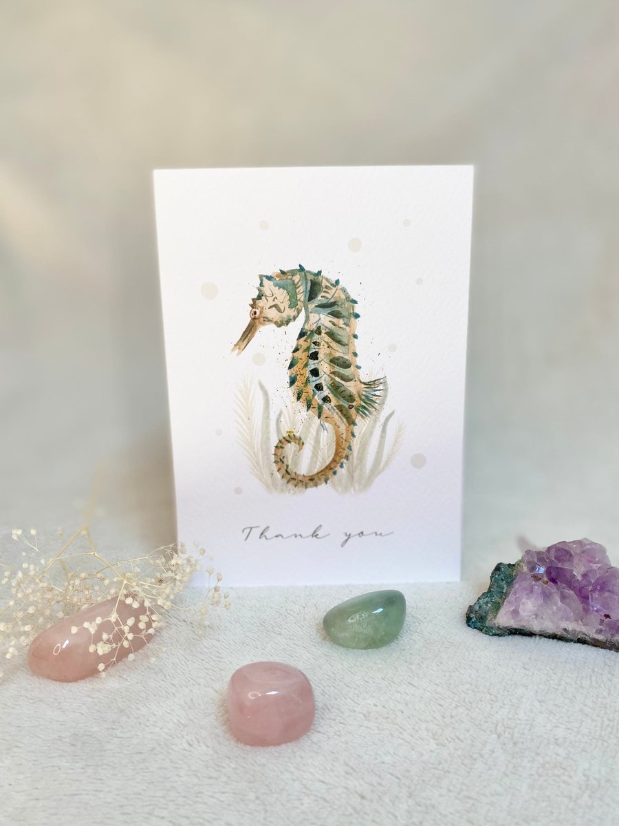 Beautiful Seahorse A6 Greeting Card with Bio Glitter