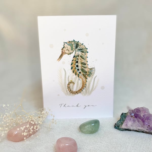 Beautiful Seahorse A6 Greeting Card with Bio Glitter