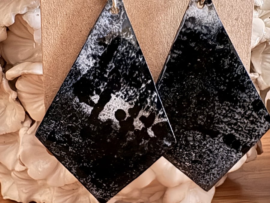 Boho wooden print earrings