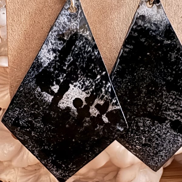 Boho wooden print earrings