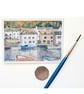 Original ACEO Watercolour Miniature Painting, Polperro Harbour, Cornwall
