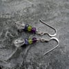 Sterling Silver Tanzanite Amethyst Peridot and Quartz Drop Earrings