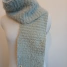 Hand crocheted sage green cashmere scarf