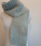 Hand crocheted sage green cashmere scarf