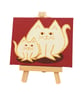 Cat and Kitten Miniature Painting - original canvas art with white cats - Image 5