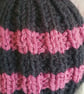 Small Tea Cosy for 2 Cup Tea Pot, Black & Pink, Hand Knitted, Wool Mix Yarn - Image 6