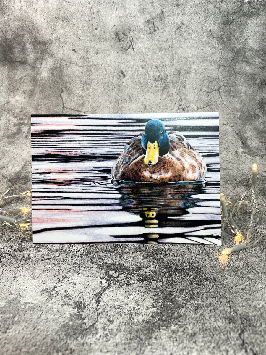 Sunset Swim Blank Greetings Card Printed from Original Art