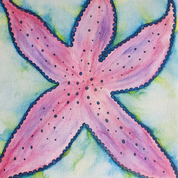 Pink starfish original watercolour