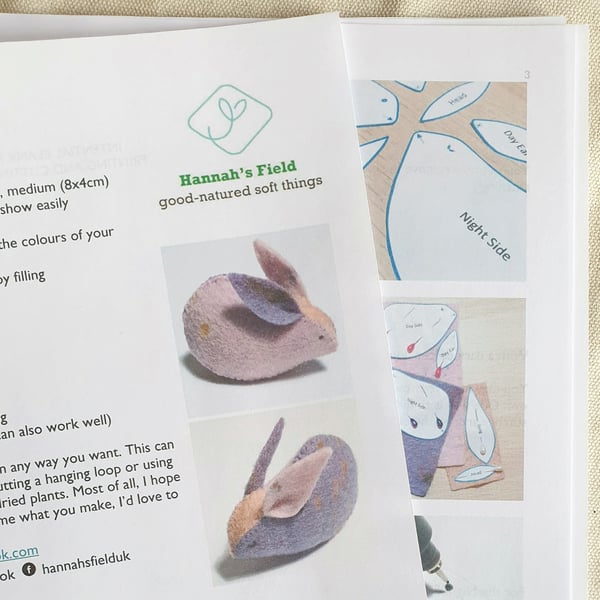 Digital PDF Sewing Pattern - Day to Night Felt Bunny Rabbit