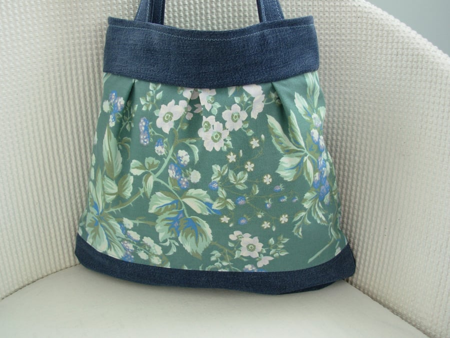 Tote Bag Denim and Pale Jade