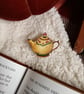 Cosy Cottagecore Wooden Pin - Mushroom Teapot Hygge Accessory - Image 2
