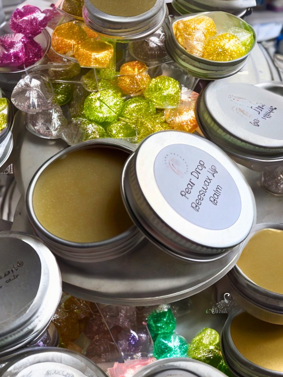 Pear Drop Flavoured Beeswax Lip Balm With Shea Butter And Sweet Almond Oil
