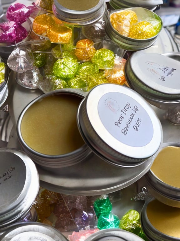 Pear Drop Flavoured Beeswax Lip Balm With Shea Butter And Sweet Almond Oil
