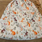 Drawstring bag in woodland animal print 