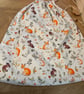 Drawstring bag in woodland animal print 