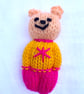 Hand knitted mini bear in bed - Image 3