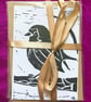 Eco Lino-Printed Festive Robin Greetings Cards A6 with Envelopes – Set of 5 - Image 2