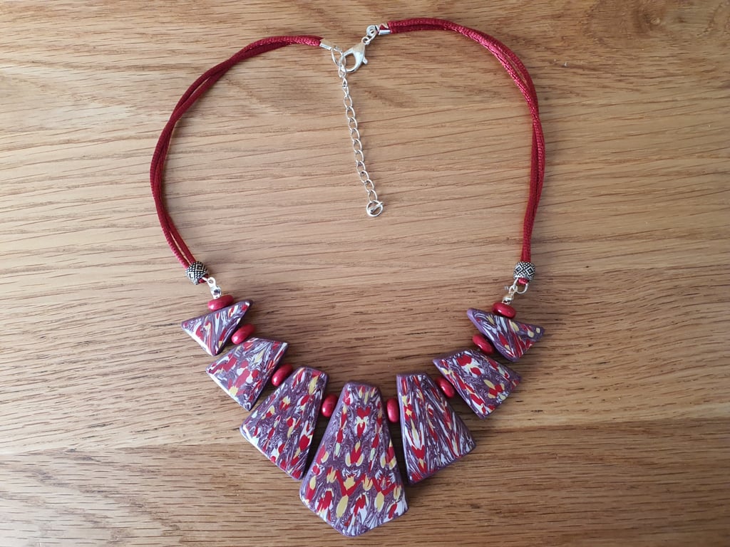 Unique Cleopatra Choker Style Statement Necklace in Red, Purple and Yellow