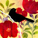 Blackbird Original Acrylic Framed Painting