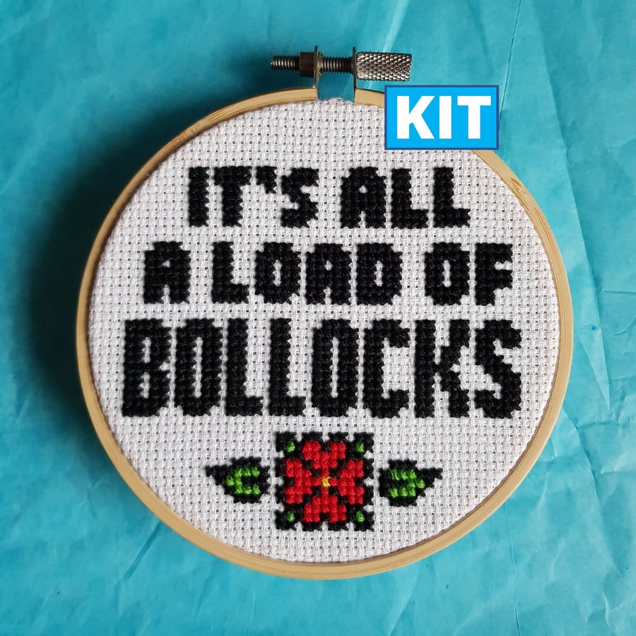 Bollocks Cross Stitch Kit on Folksy
