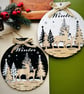 Reindeer in forest Christmas bauble door decor black and white winter wall art