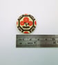 Red retro flower folk art wood buttons, set of 6, 2.5cm diameter - Image 2