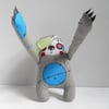 free machine embroidery hand embroidered zombie sloth - blue