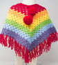 Hand Crocheted Rainbow Stripe Poncho  1 - 2 years - Image 3